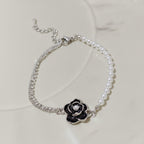 Rose Pearl Beaded Chain Bracelet - SW-S377 Black