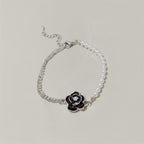 Rose Pearl Beaded Chain Bracelet - SW-S377 Black