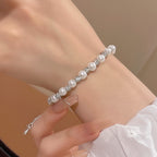 Pearl Beaded Bracelet With Rhinestone Spacers