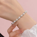 Pearl Beaded Bracelet With Rhinestone Spacers – jewelry (view 3)