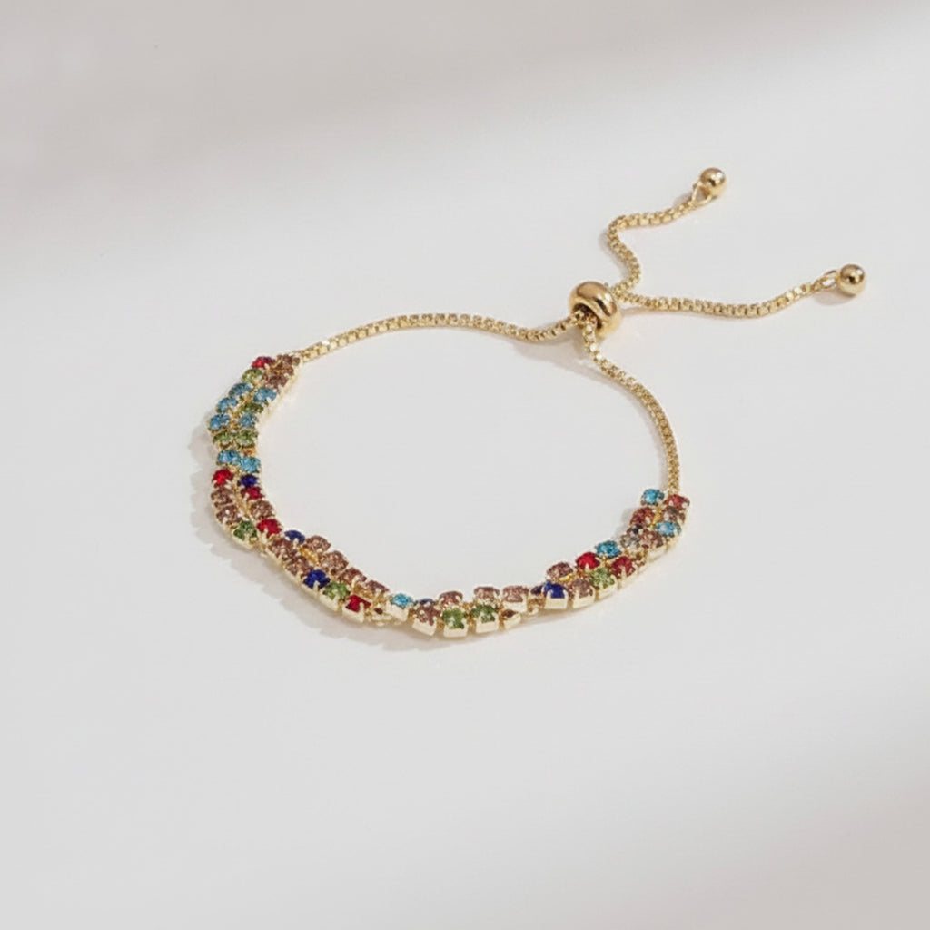 Multicolor Rhinestone Beaded Adjustable Bracelet – jewelry (view 1)