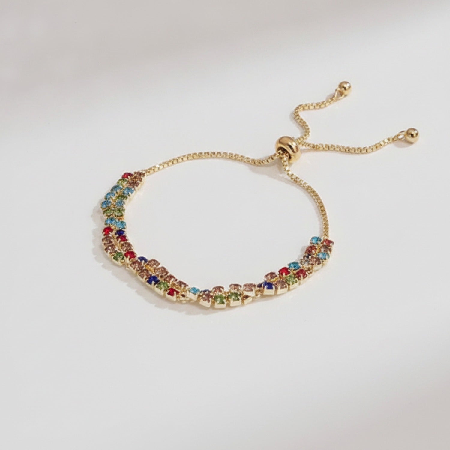 Multicolor Rhinestone Beaded Adjustable Bracelet