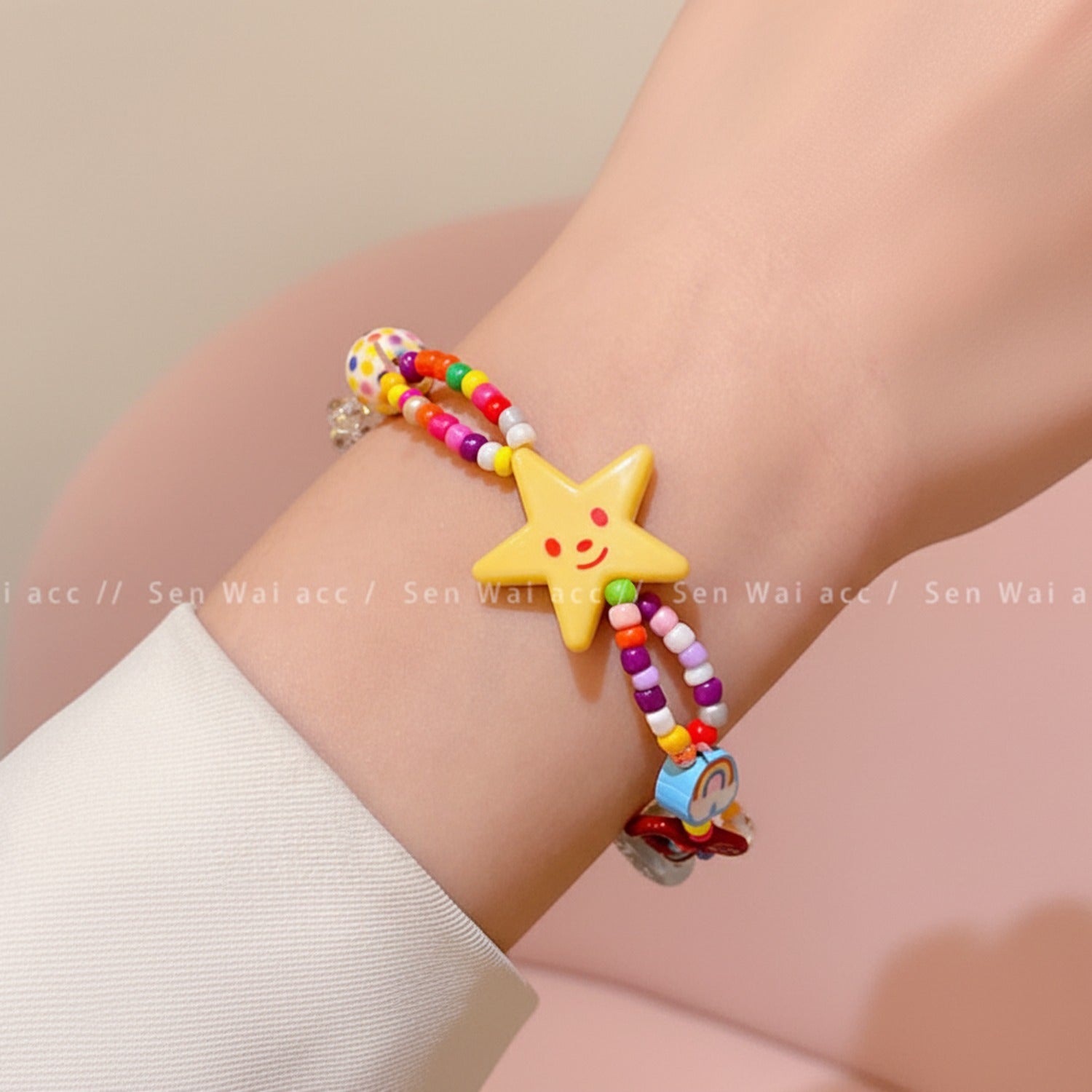 Colorful Beaded Bracelet With Yellow Star Charm