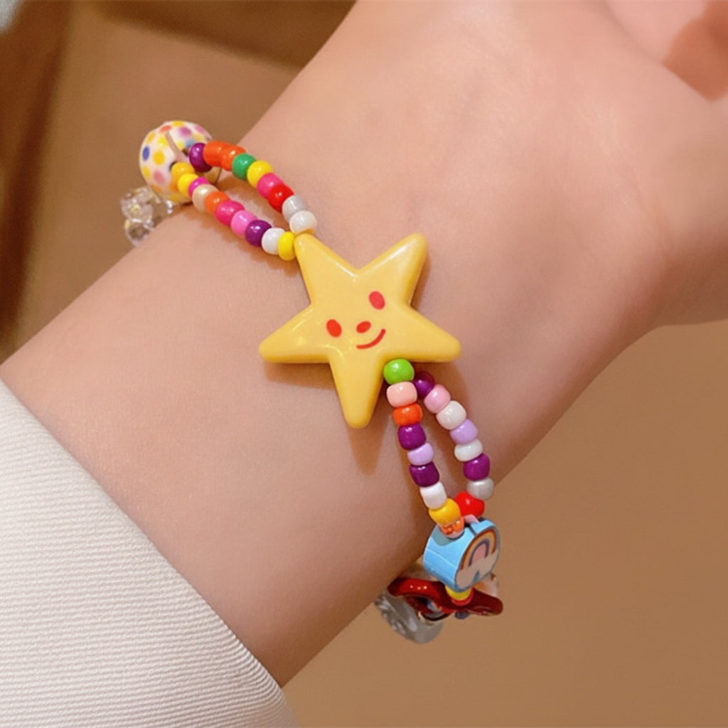 Colorful Beaded Bracelet With Yellow Star Charm – jewelry (view 3)
