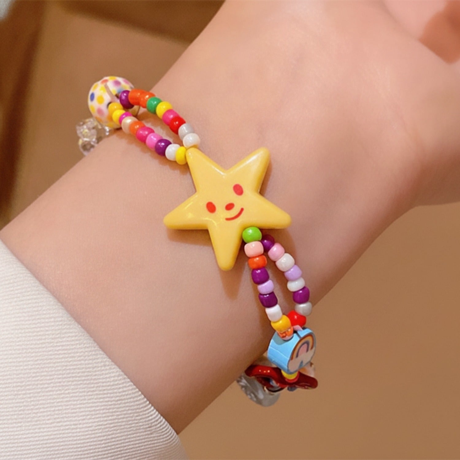 Colorful Beaded Bracelet With Yellow Star Charm