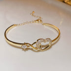 Heart Rhinestone Bangle Bracelet - Bracelet Gold