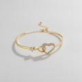 Heart Rhinestone Bangle Bracelet - Bracelet Gold