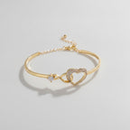 Heart Rhinestone Bangle Bracelet - Bracelet Gold
