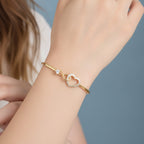 Heart Rhinestone Bangle Bracelet - Bracelet Gold