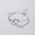 Heart Rhinestone Bangle Bracelet - Bracelet Silver