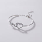 Heart Rhinestone Bangle Bracelet - Bracelet Silver