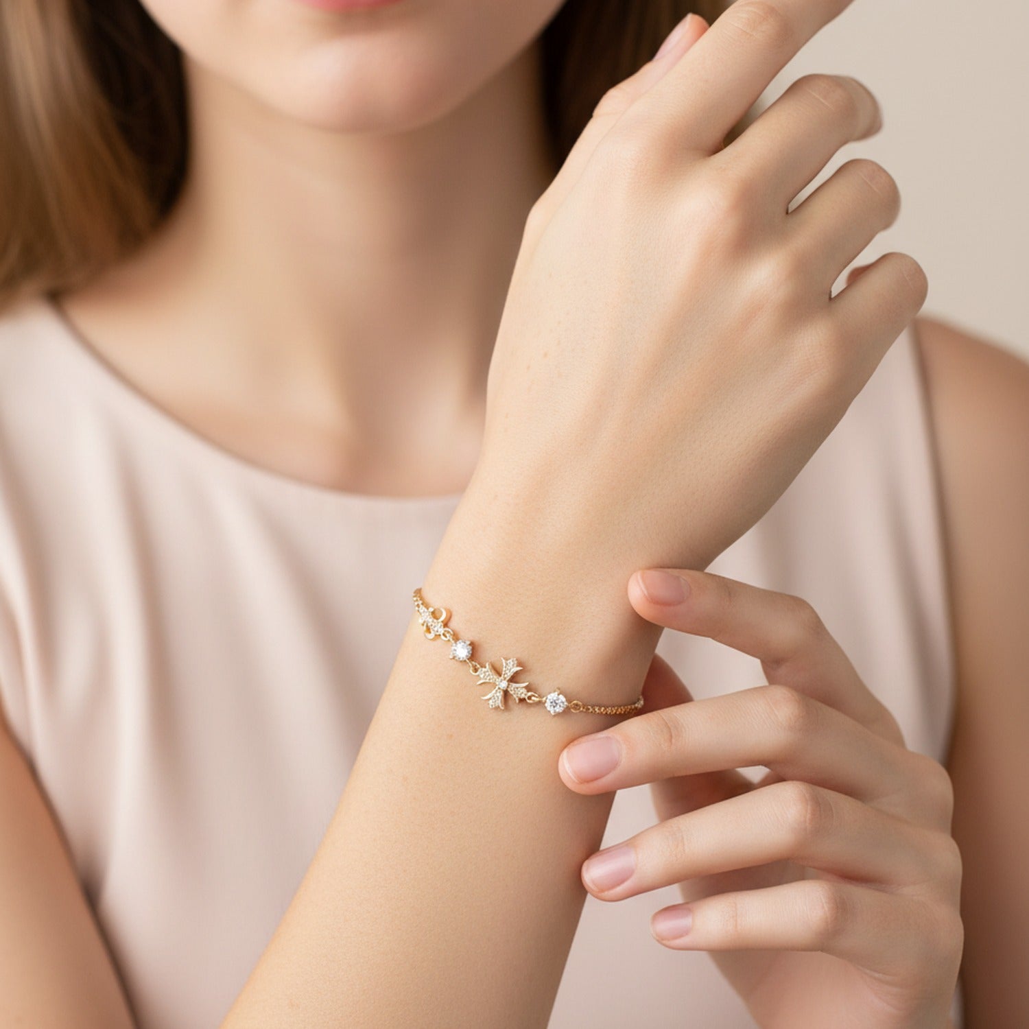 Rose Gold Celestial Star Charm Bracelet