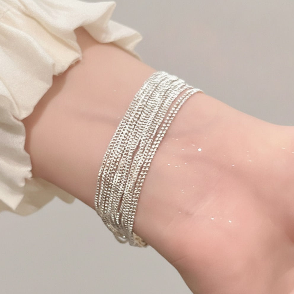 Silver Mesh Beaded Stackable Bracelet – jewelry (view 1)
