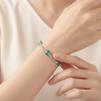 Teal Oval Rhinestone Tennis Bracelet