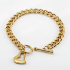 Chunky Chain Heart Charm Toggle Bracelet – jewelry (view 1)