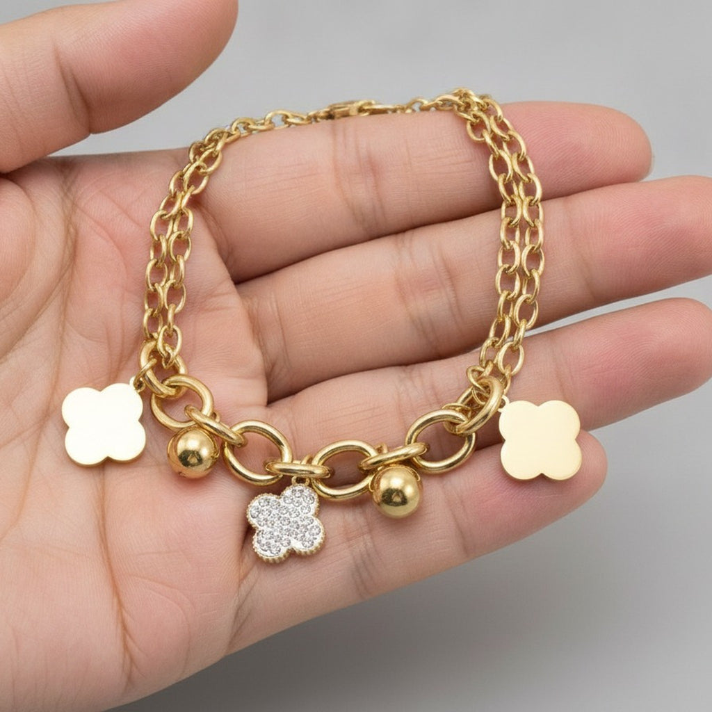 Layered Chain Bracelet with Charms – jewelry (view 4)