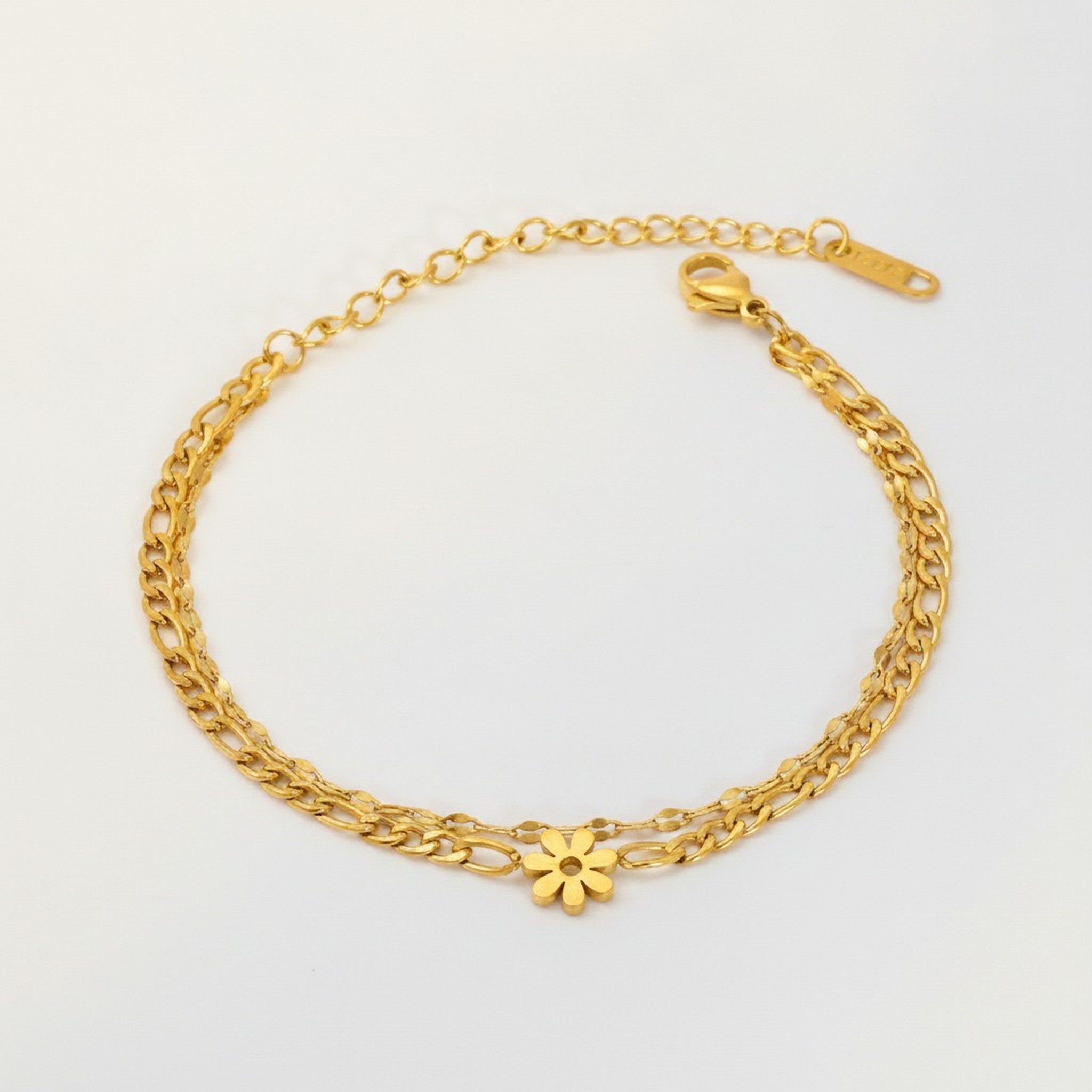 Dainty Layered Flower Charm Bracelet – jewelry (view 1)