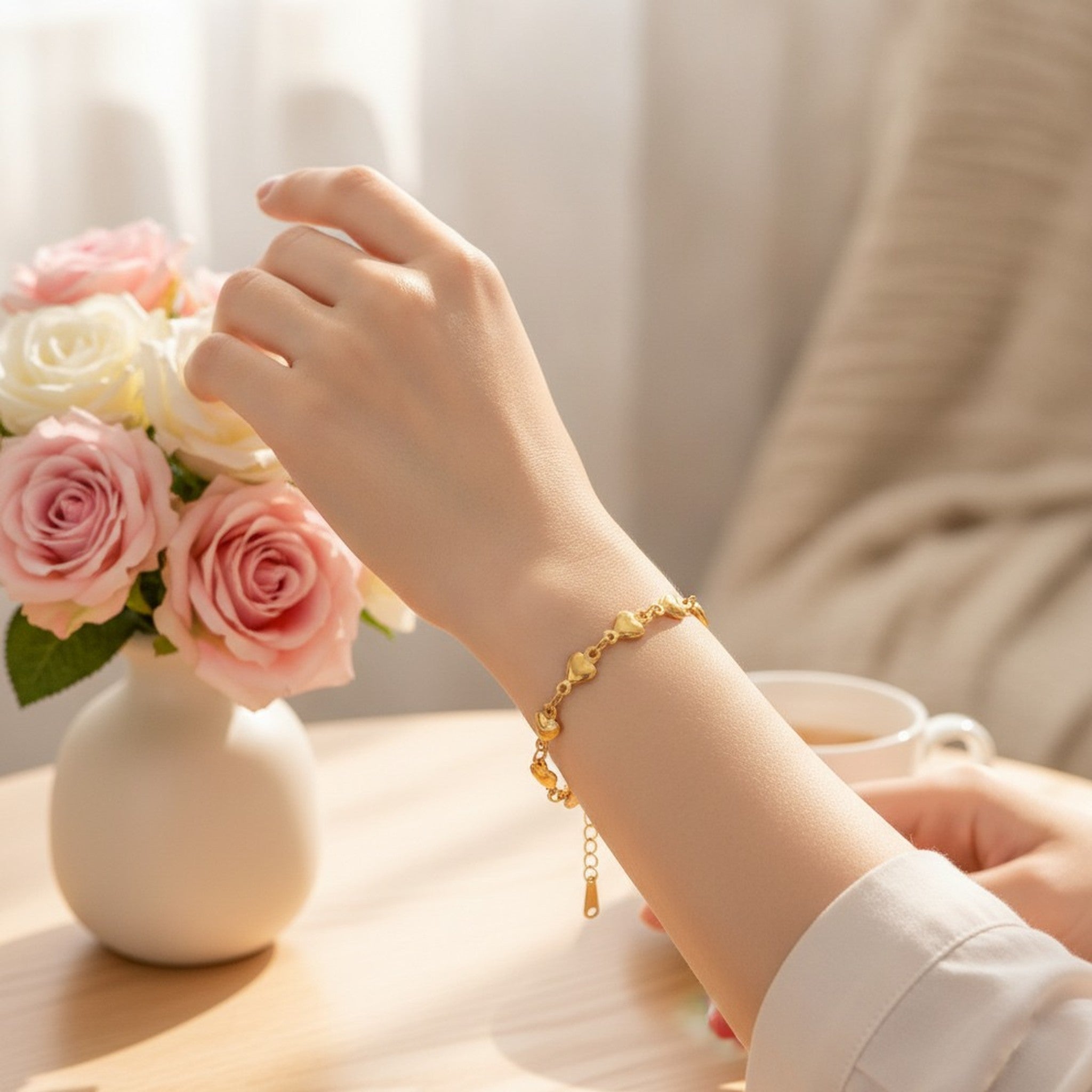 Dainty Heart Chain Link Bracelet – jewelry (view 2)