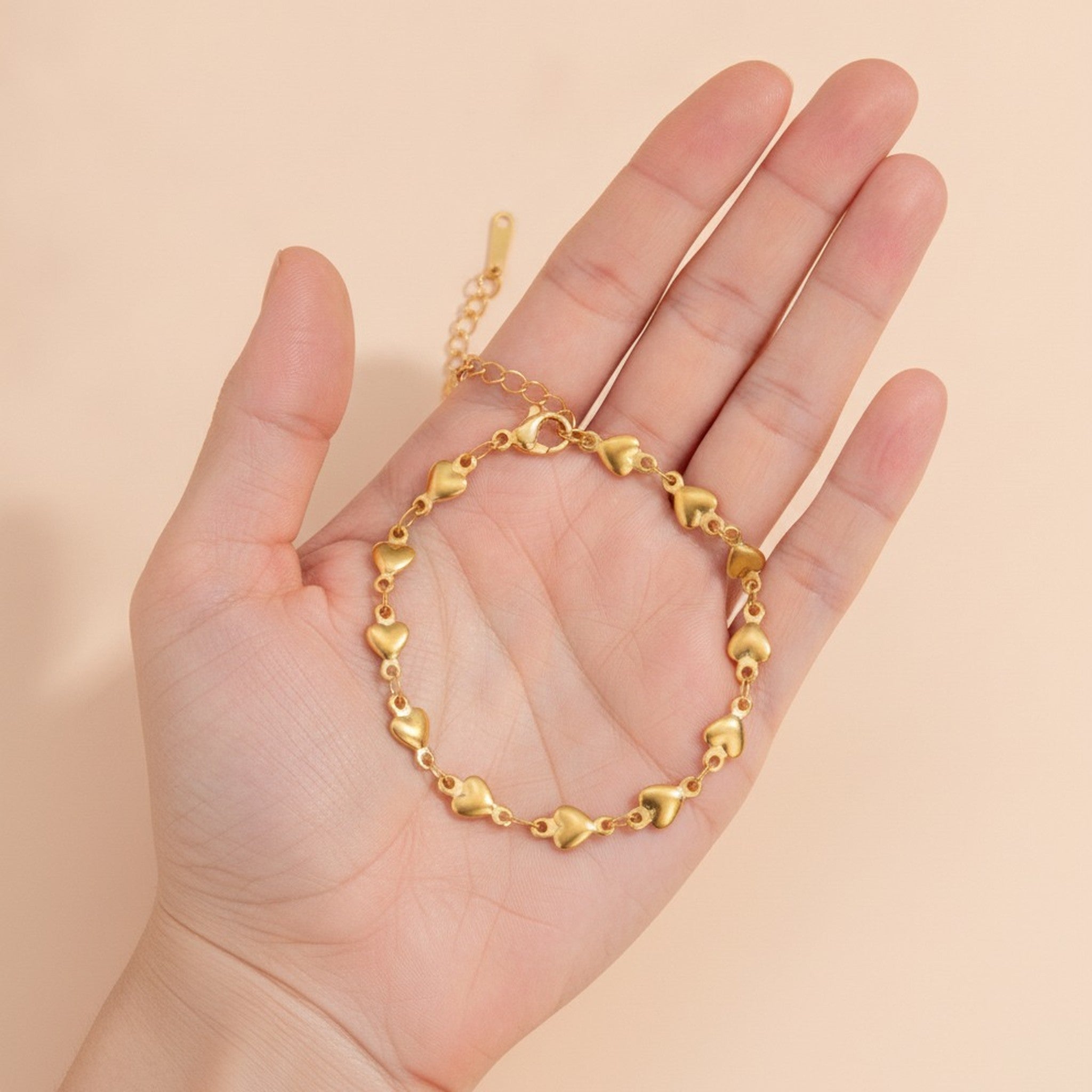 Dainty Heart Chain Link Bracelet – jewelry (view 3)