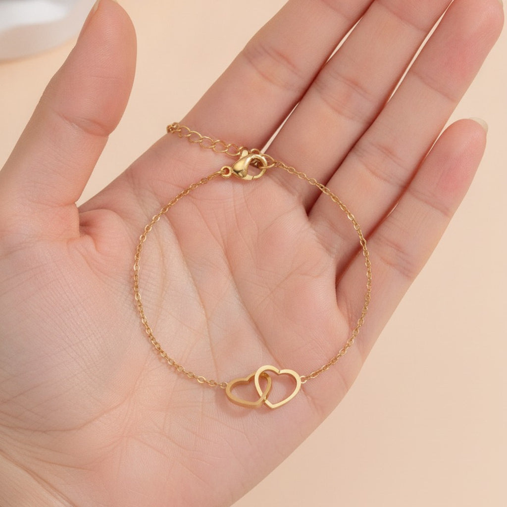 Interlocking Heart Charm Chain Bracelet – jewelry (view 3)