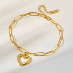 Stainless Steel Sparkling Heart Link Bracelet – jewelry (view 1)