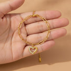 Stainless Steel Sparkling Heart Link Bracelet – jewelry (view 3)