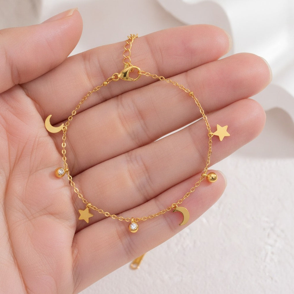 Star & Moon Charm Dangle Bracelet – jewelry (view 3)