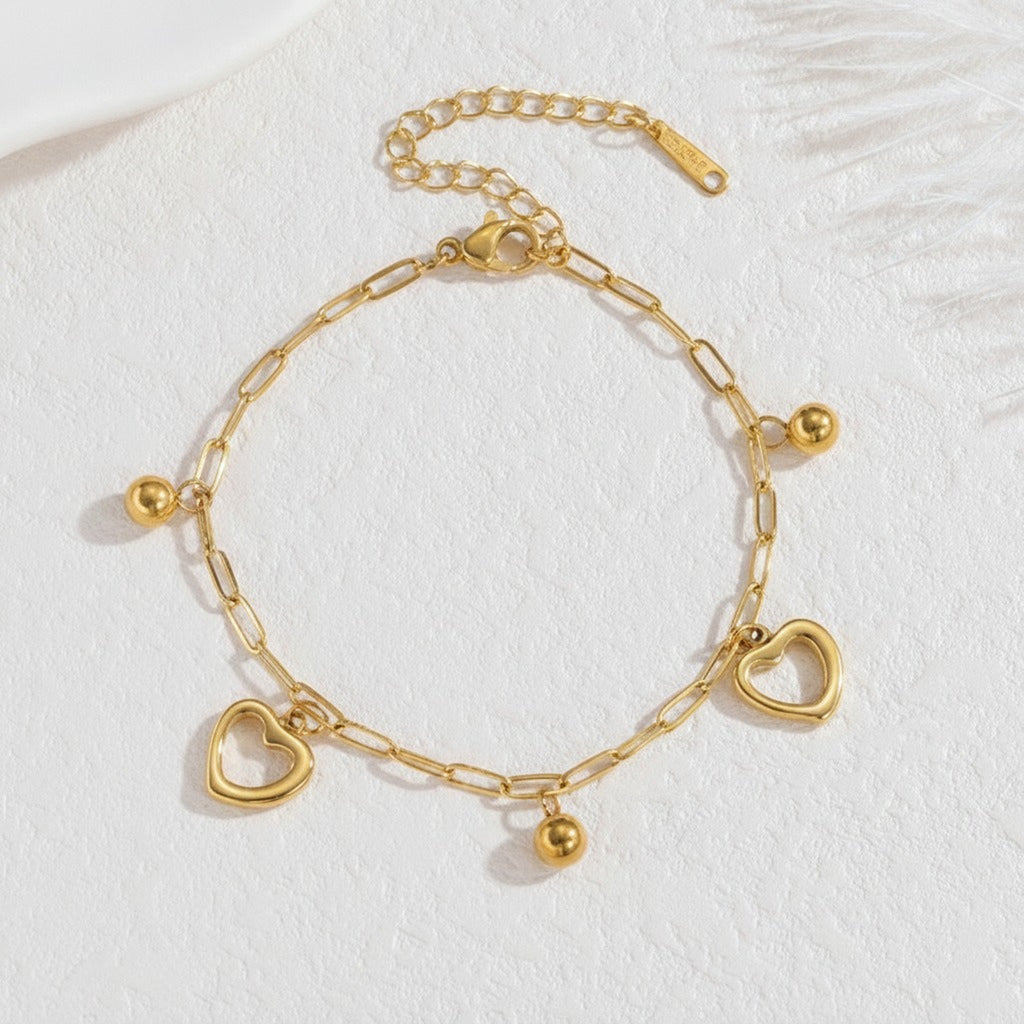 Elegant Heart Charm Paperclip Link Bracelet – jewelry (view 1)