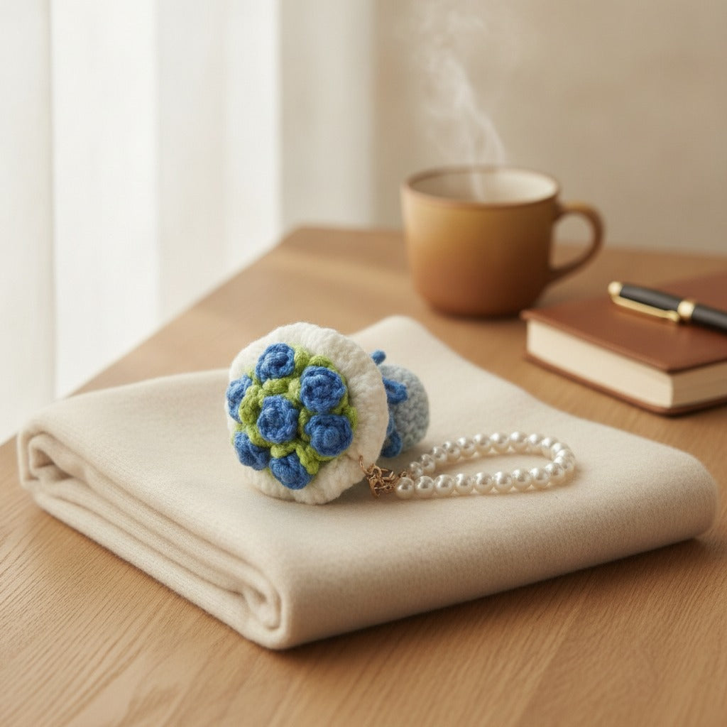 Knitted Rose Pouch Pearl Wristlet – bags & wallets (view 6)
