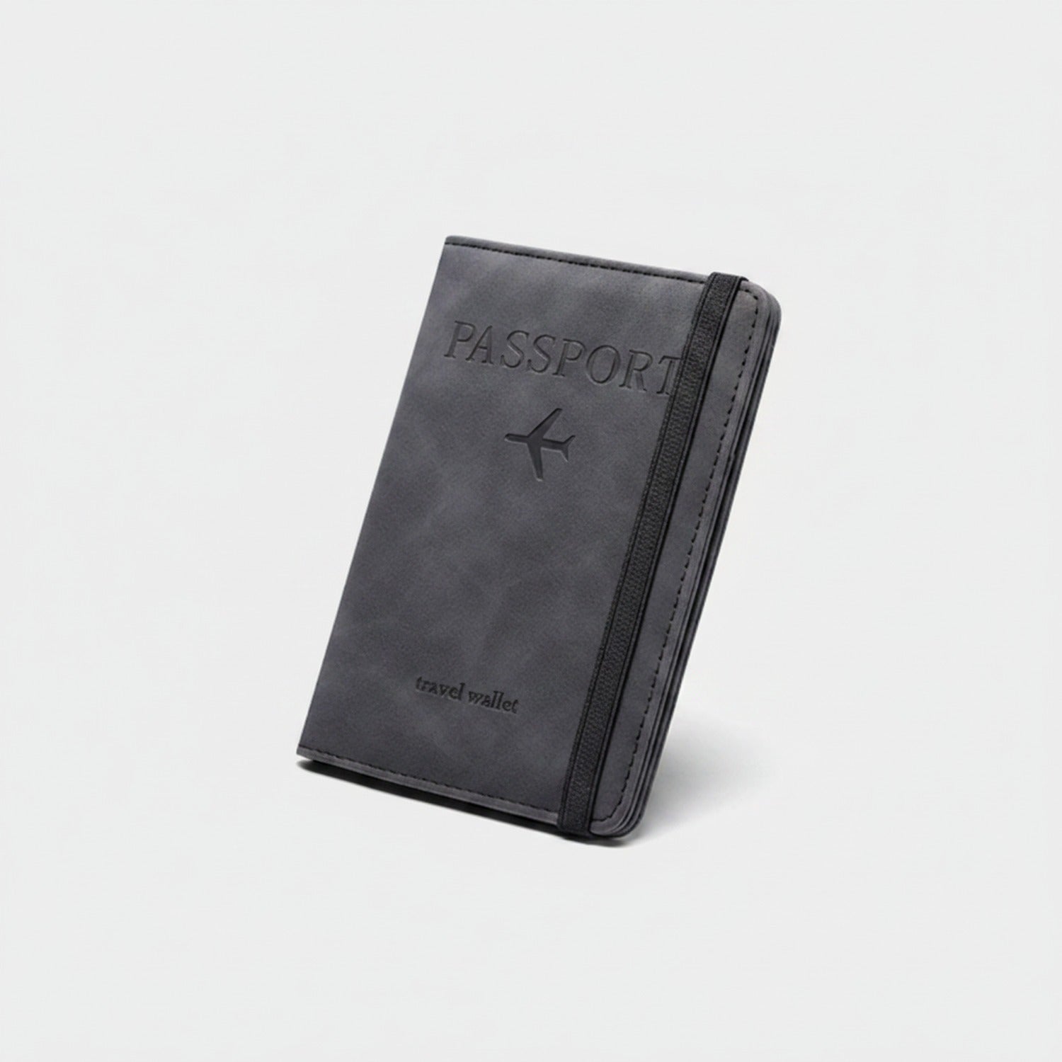 Black Passport Holder Travel Wallet With Elastic Band