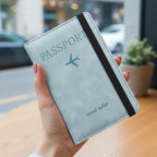 Passport Travel Wallet With Elastic Band Light Blue
