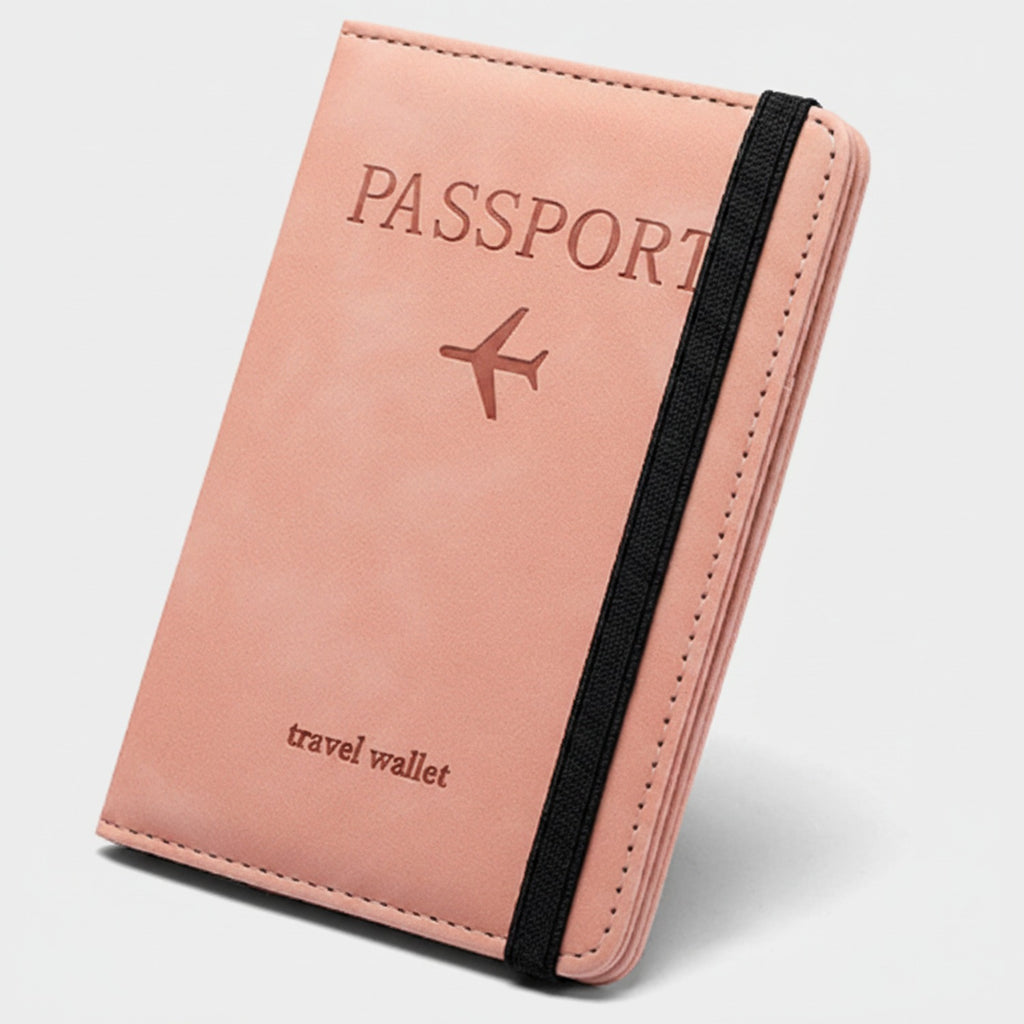 Passport Travel Wallet Blush Pink Elastic Band