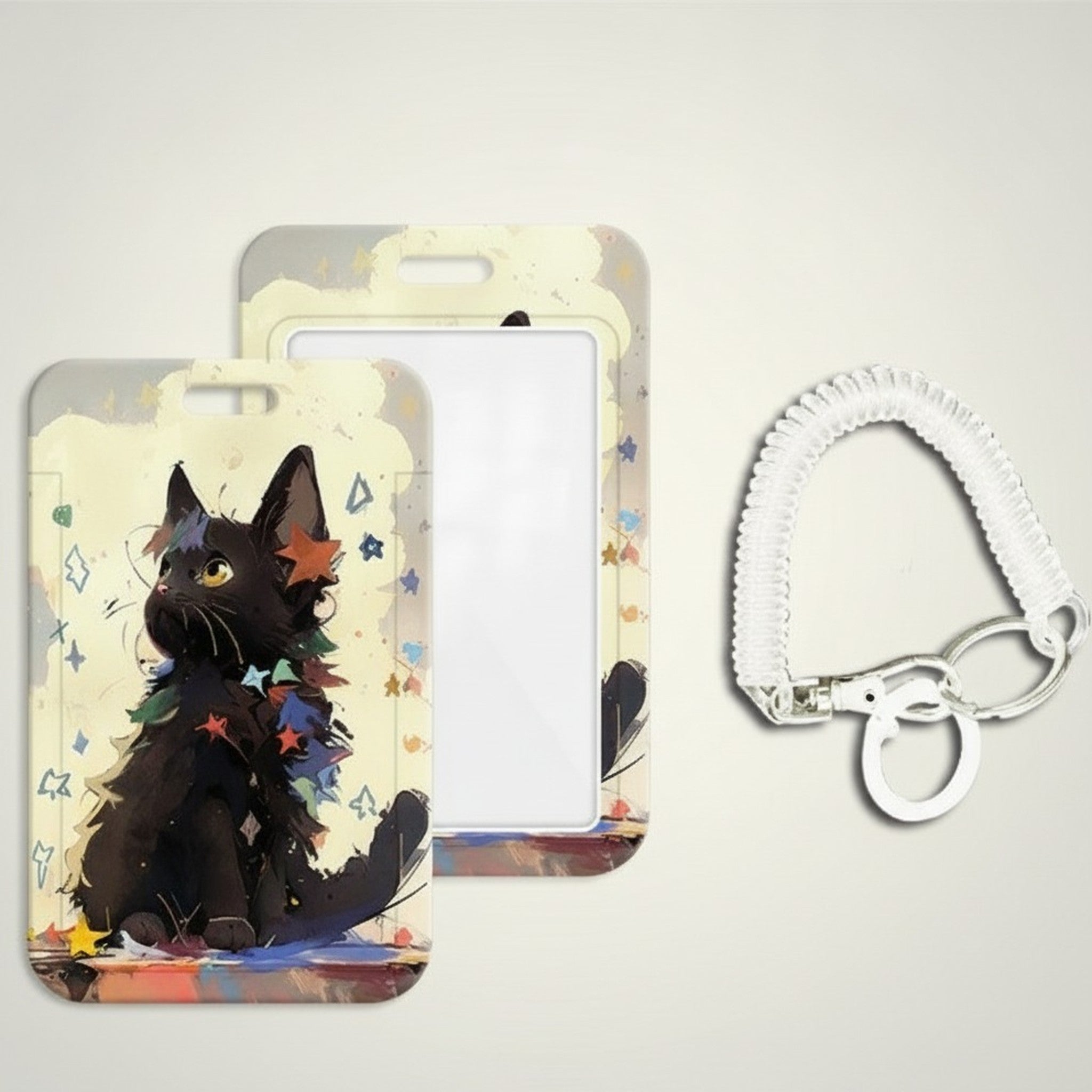 Black Cat ID Card Holder with Lanyard – stationery (view 1)