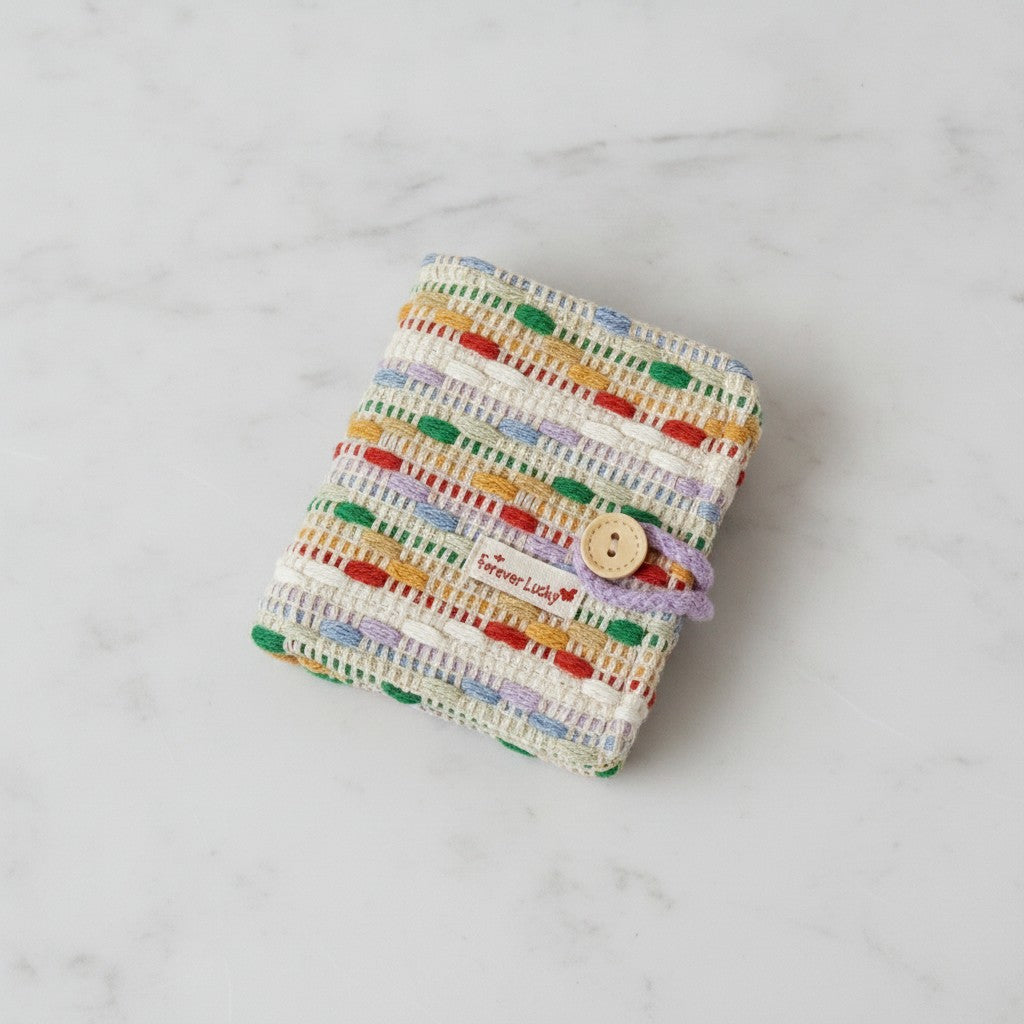 Tweed Button-Charm Square Notebook - Gentle Fabric Multi-Color (includes 20 inner pages) – stationery (view 3)