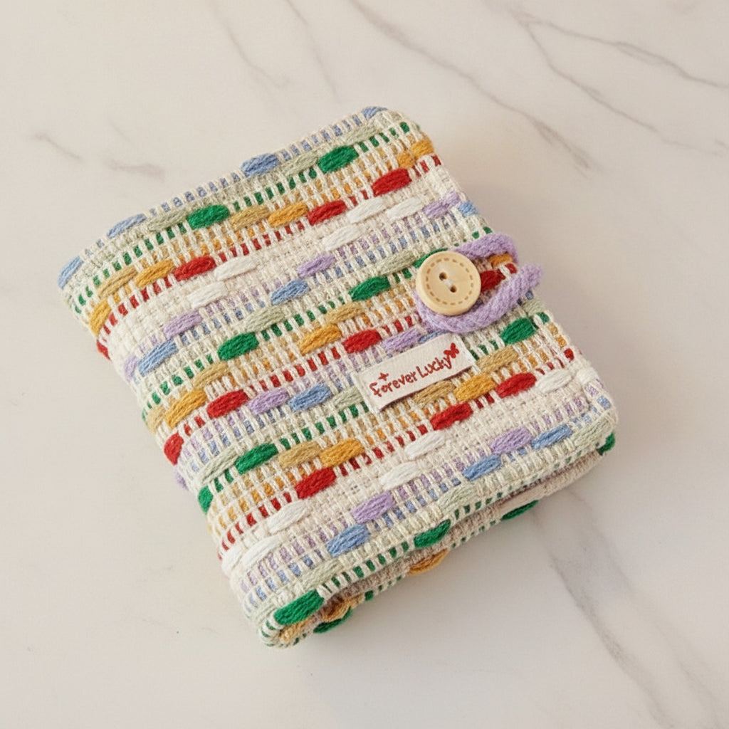 Tweed Button-Charm Square Notebook - Gentle Fabric Multi-Color (includes 20 inner pages) – stationery (view 2)