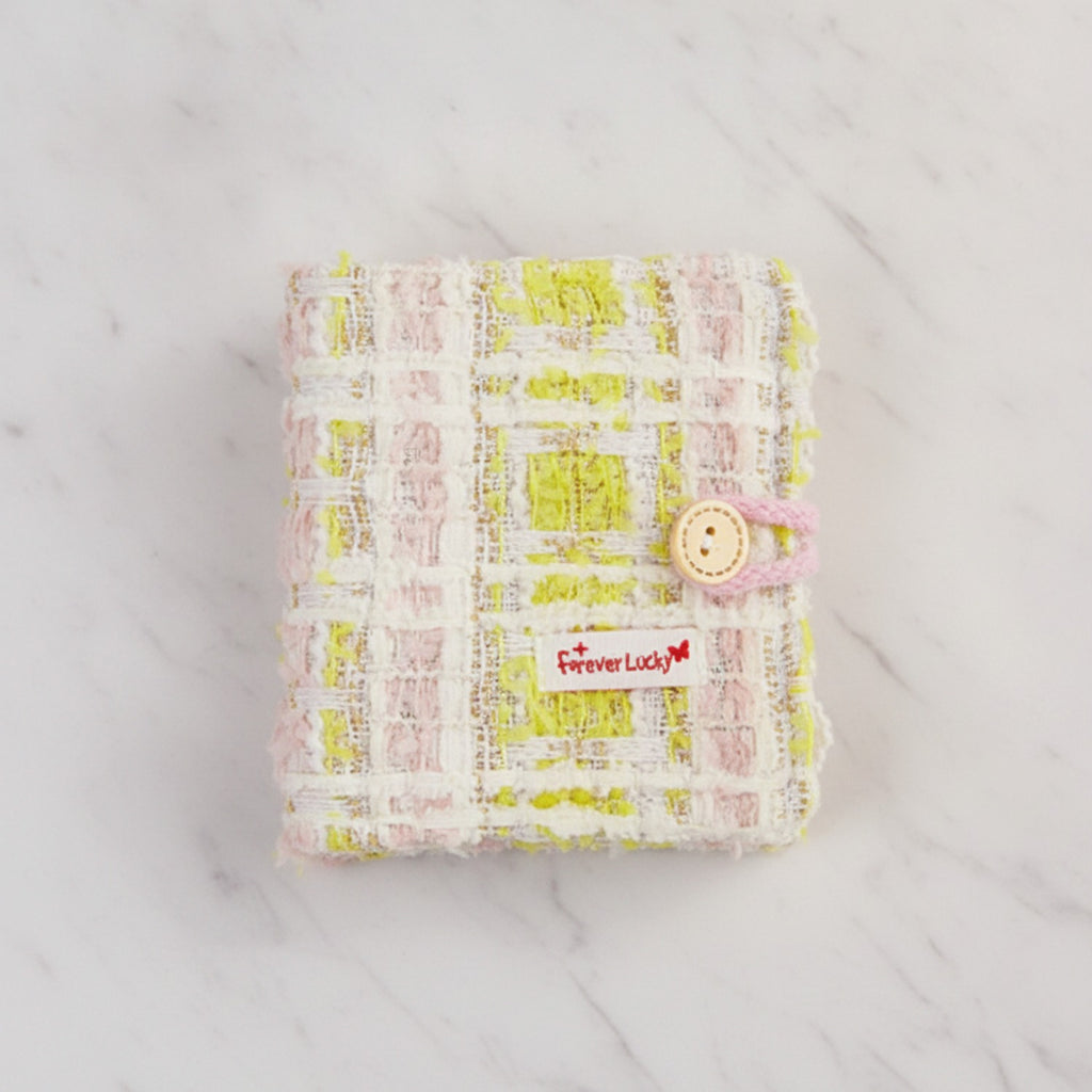 Tweed Button-Charm Square Notebook - Chic Pink Notebook 20 Pages – stationery (view 2)