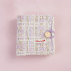 Tweed Button-Charm Square Notebook - Chanel Style Purple with 20 Pages – stationery (view 2)