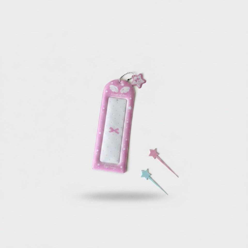 Pink Star Charm Keychain Mirror Accessory