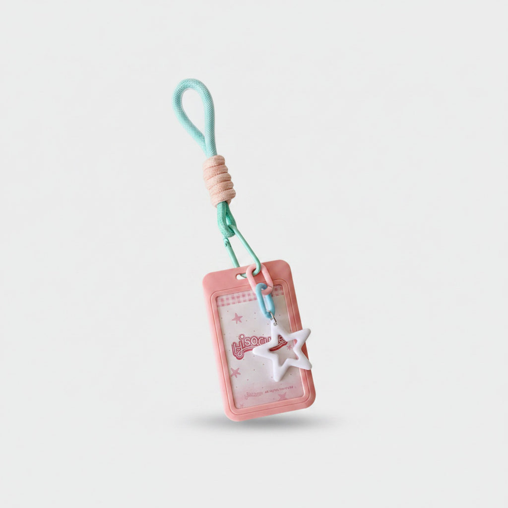 Star Charm Beaded Rope Keychain - Pink