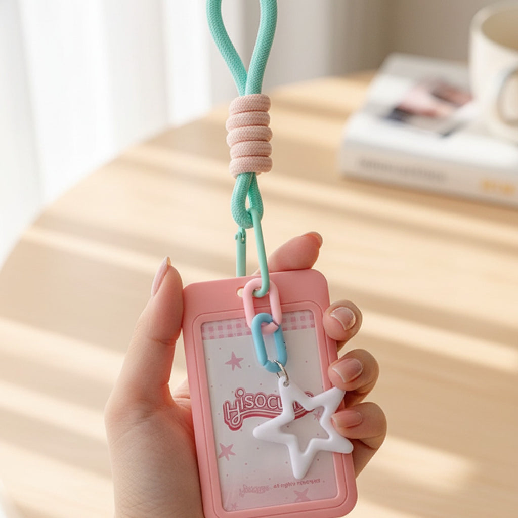 Star Charm Beaded Rope Keychain - Pink