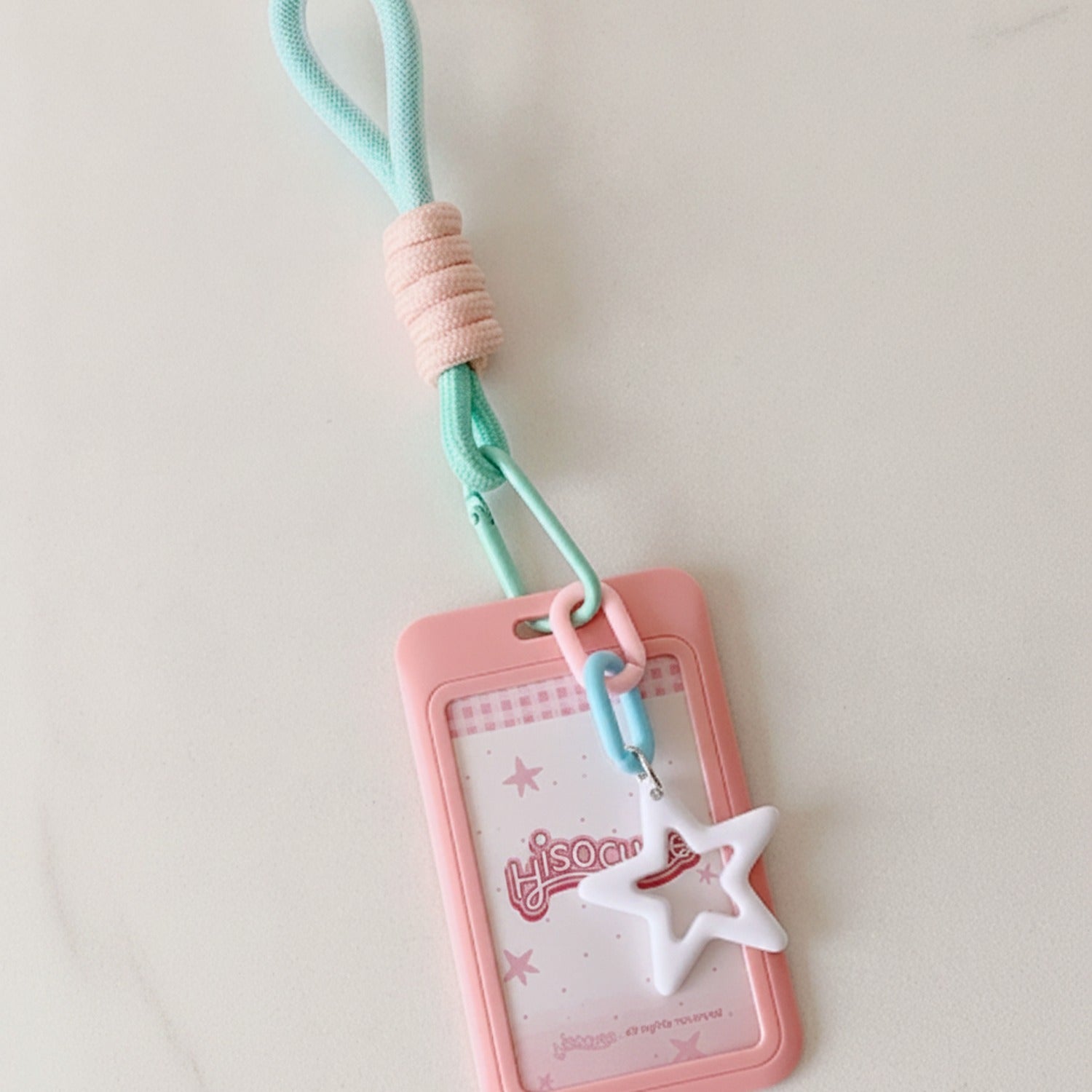 Star Charm Beaded Rope Keychain - Pink