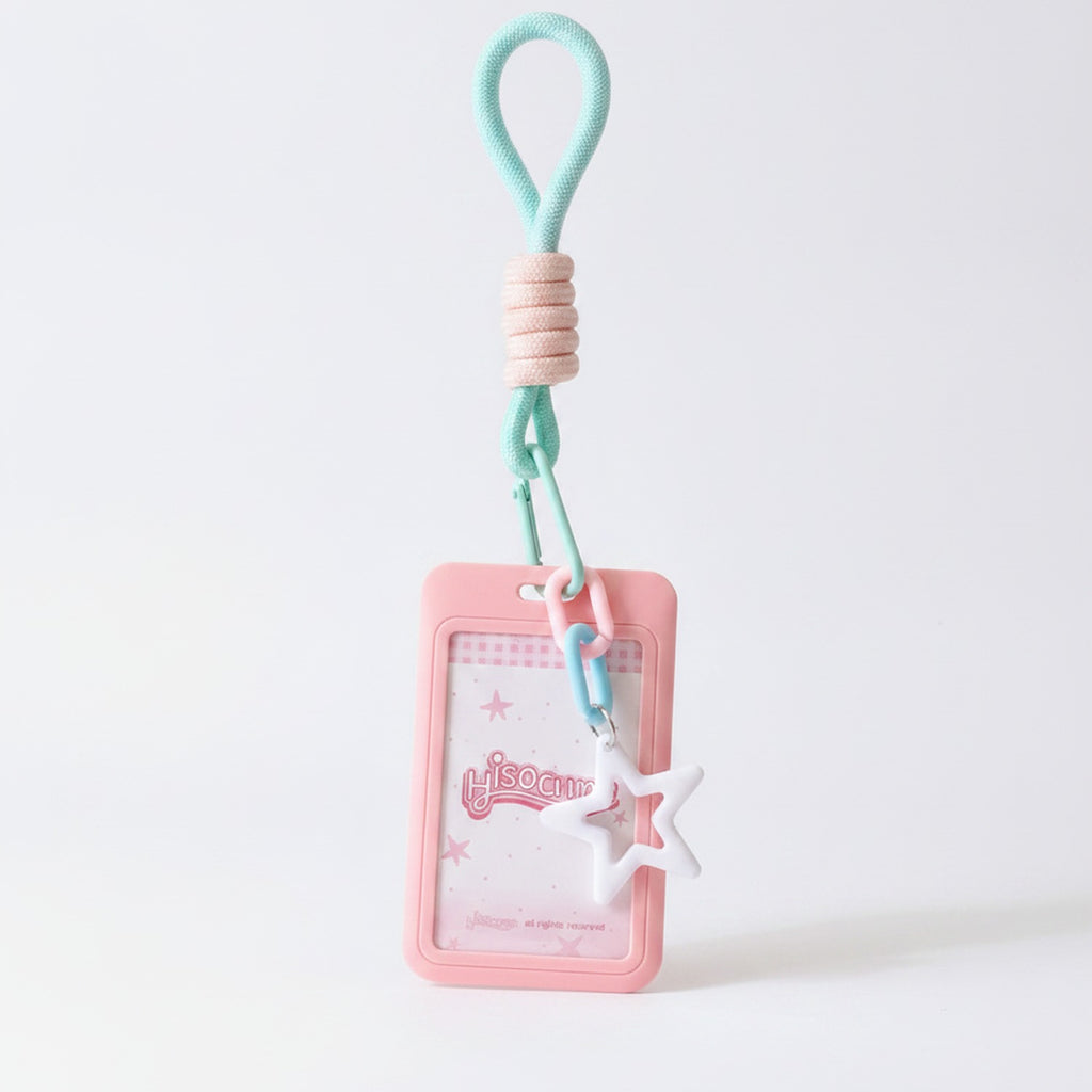 Star Charm Beaded Rope Keychain - Pink – novelty & toys (view 1)
