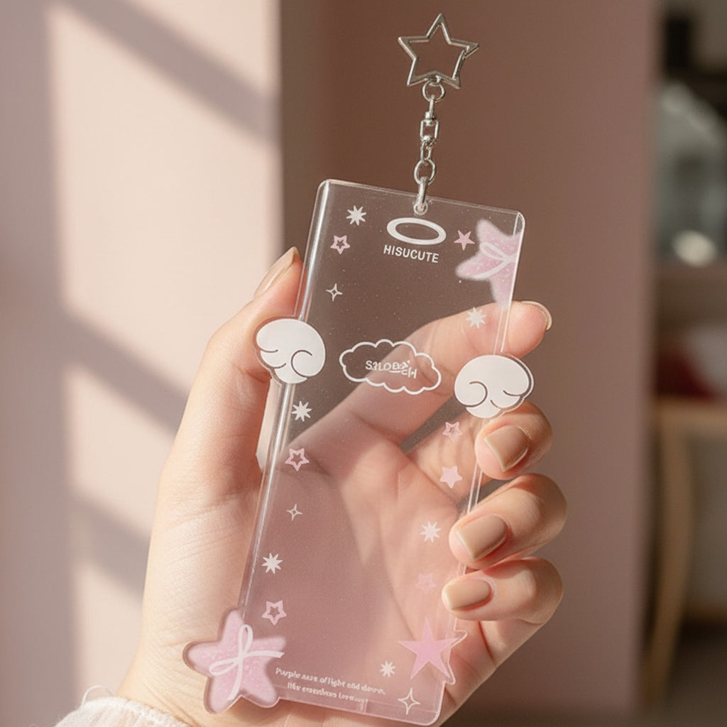 Star Charm Angel Wings Clear Acrylic Cup Charm