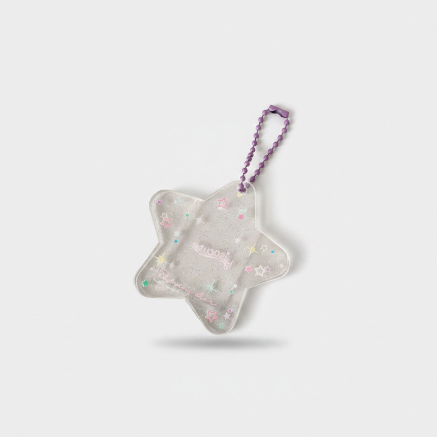 Star Beaded Cup Charm Purple Chain Clear Resin