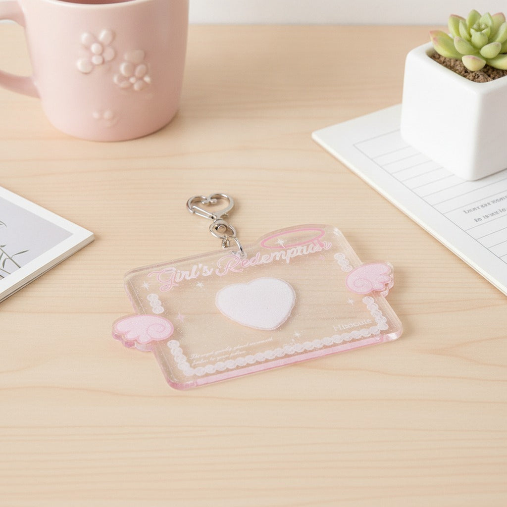 Cute Angel Wings Glitter Keychain Card Holder – stationery (view 5)