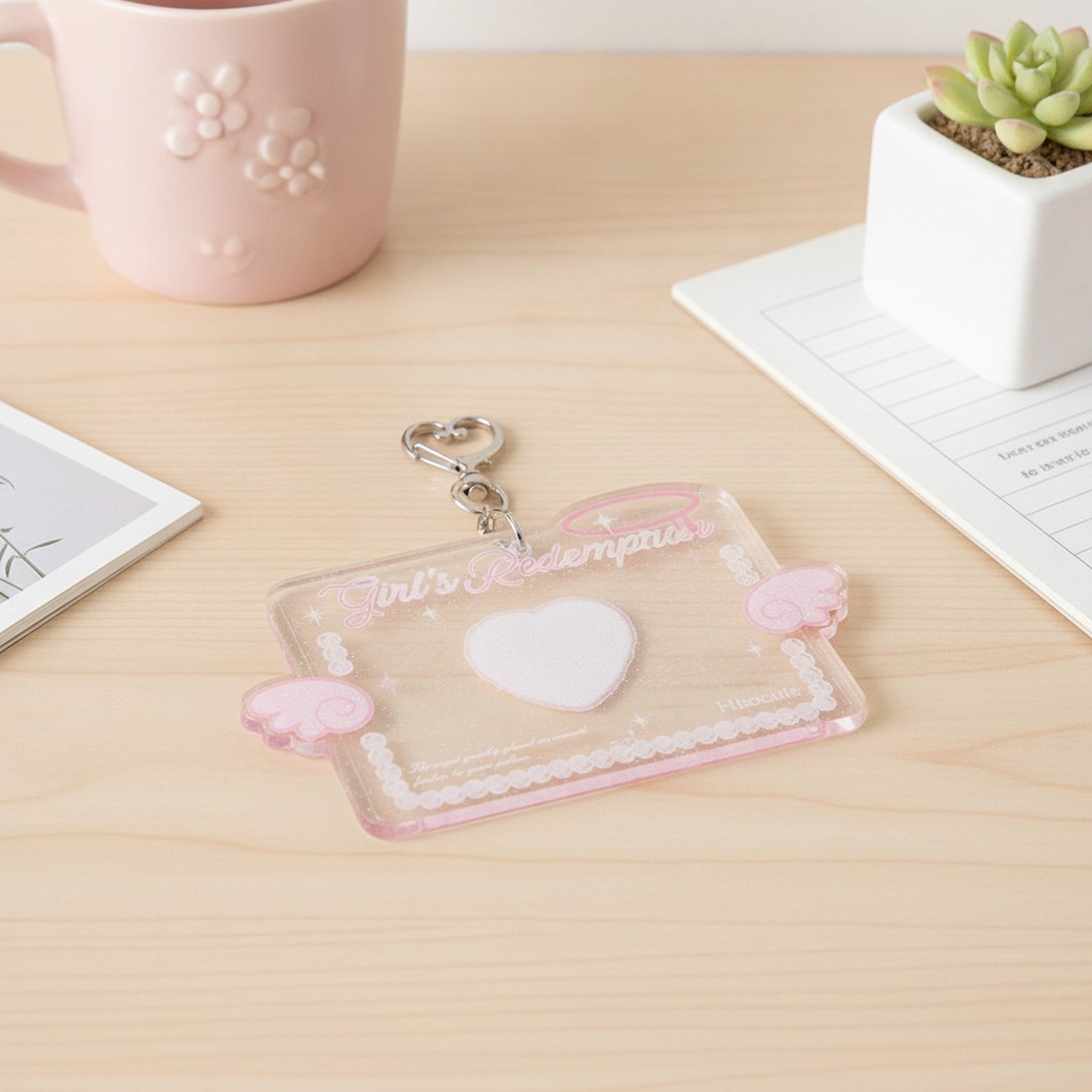 Cute Angel Wings Glitter Keychain Card Holder – stationery (view 5)