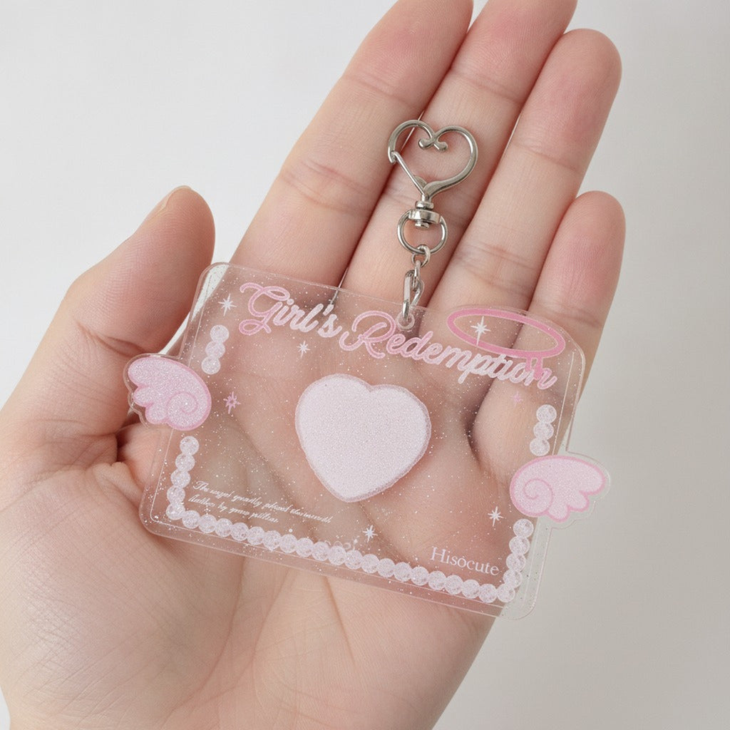 Cute Angel Wings Glitter Keychain Card Holder – stationery (view 6)