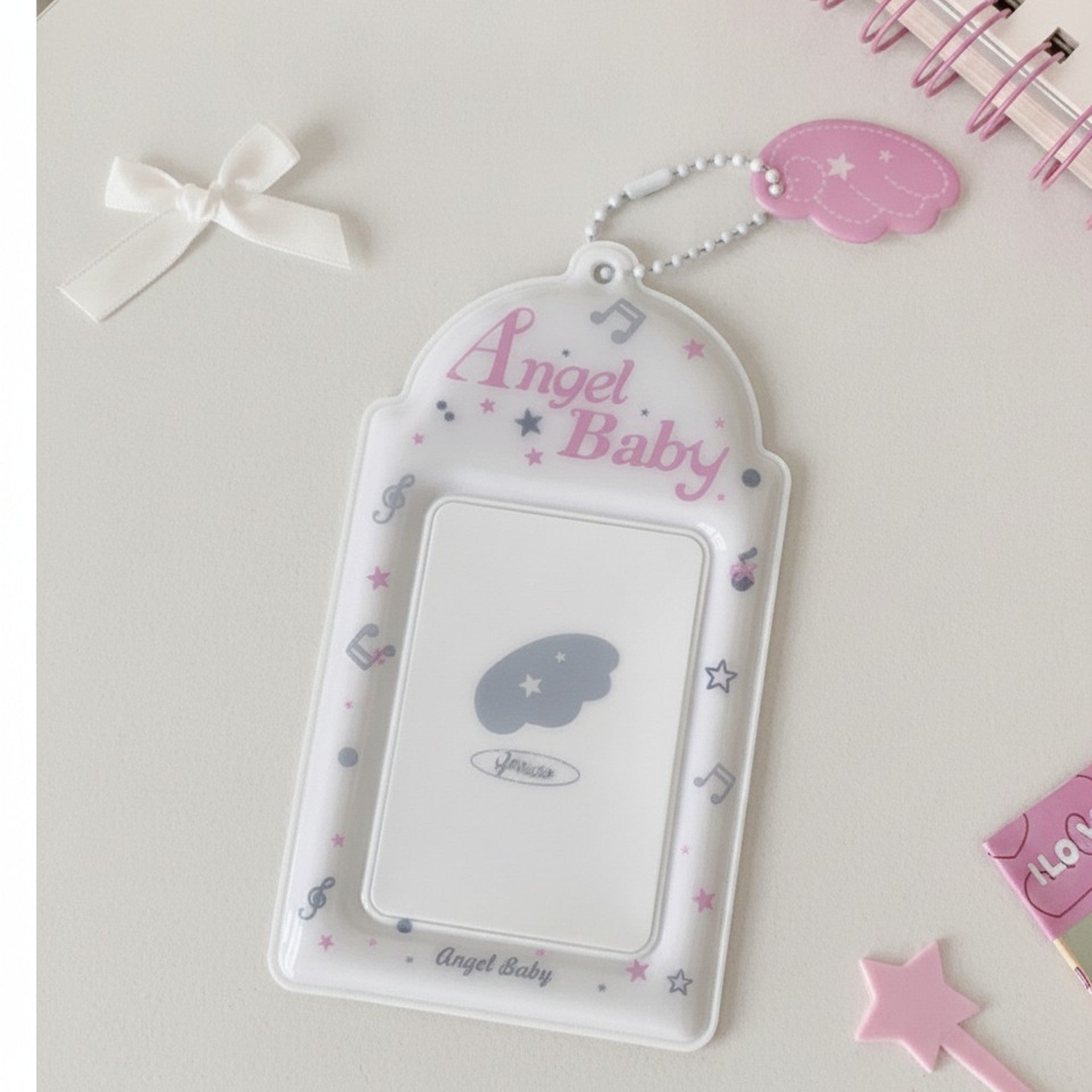 Angel Baby Wing Charm Photo Card Holder – stationery (view 3)