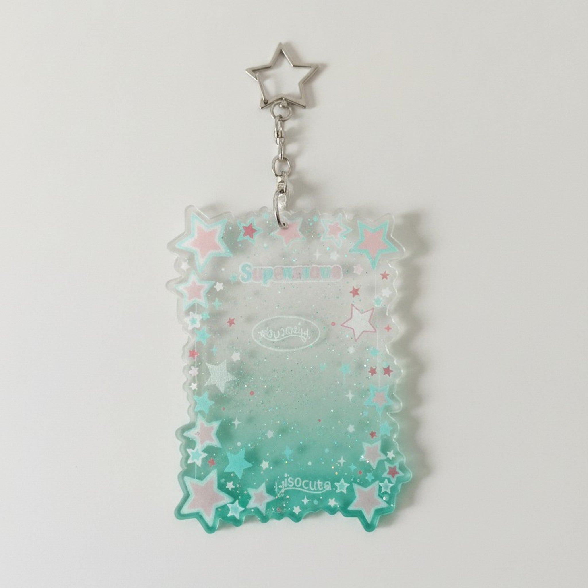 Cute Star Acrylic Card Holder Keychain – stationery (view 1)