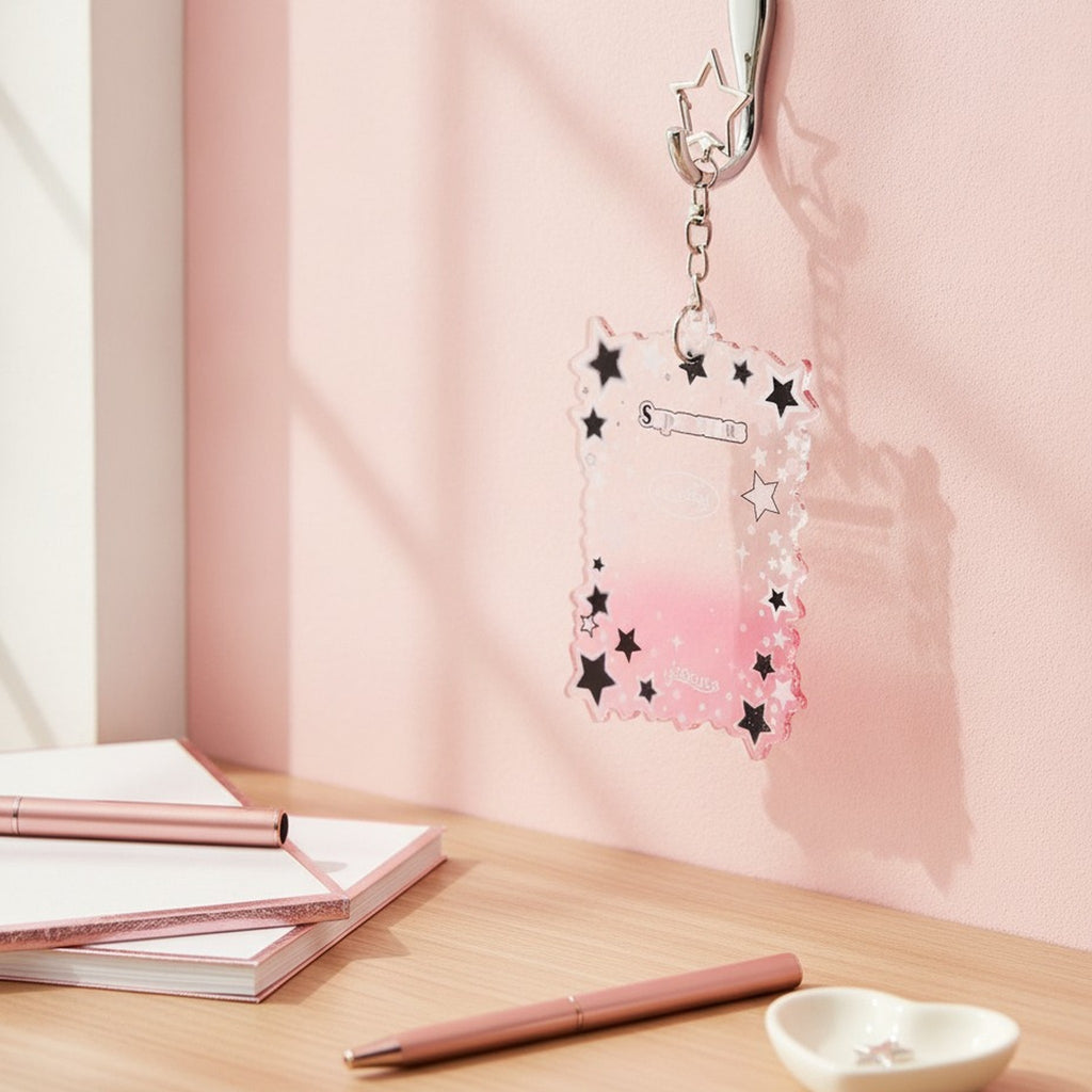 Cute Star Acrylic Card Holder Keychain – stationery (view 4)